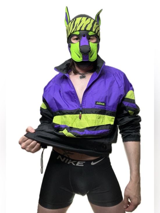 Hind Other - Purple & Lime Colorblock Windbreaker Jacket - HIND